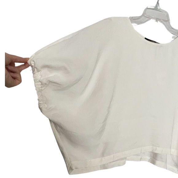 Zara cream linen blend Cropped Oversized top Lagenlook Coastal Boho NWT - Picture 4 of 7